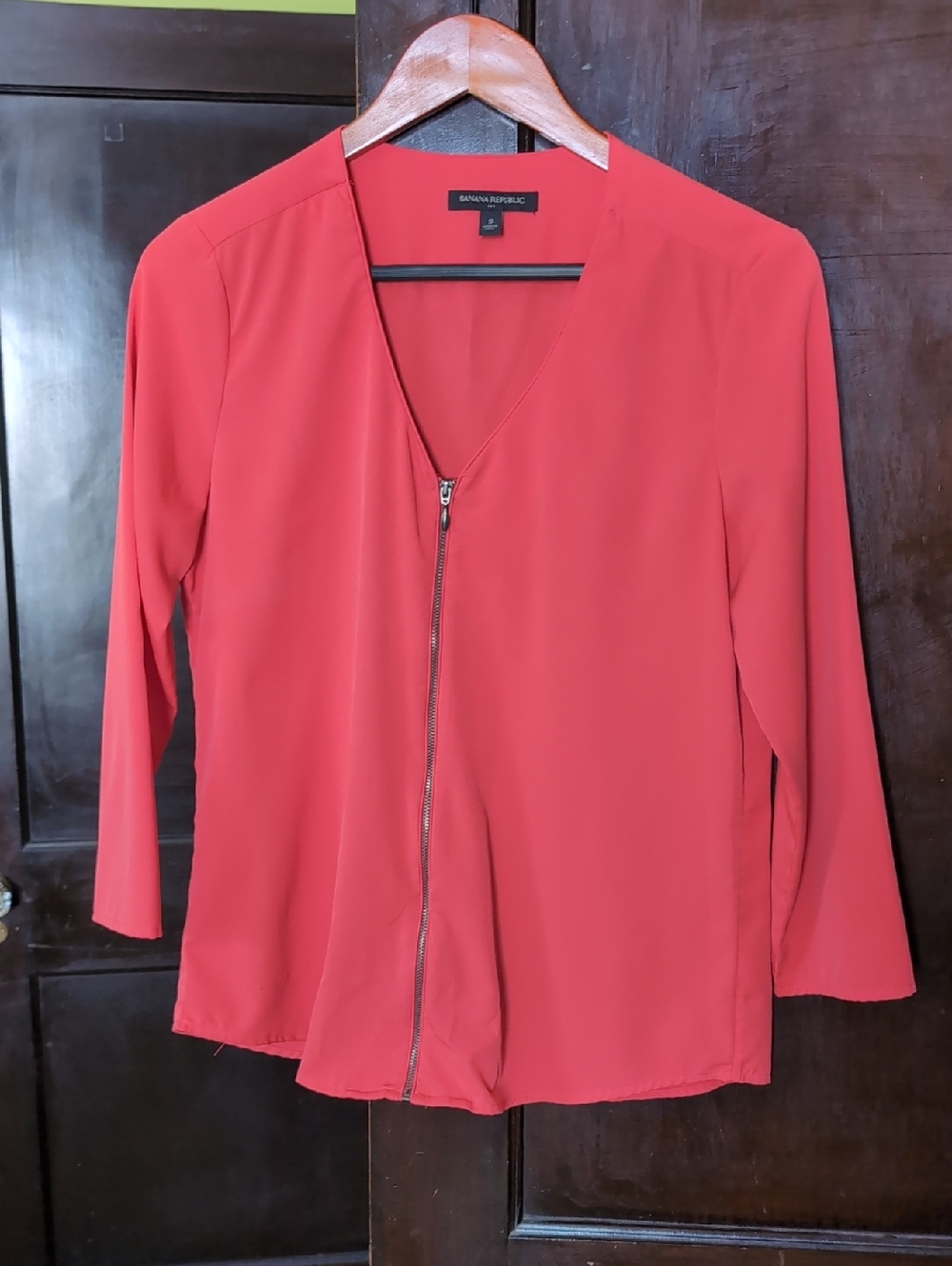 Banana Republic Coral-Red Zip Front Blouse